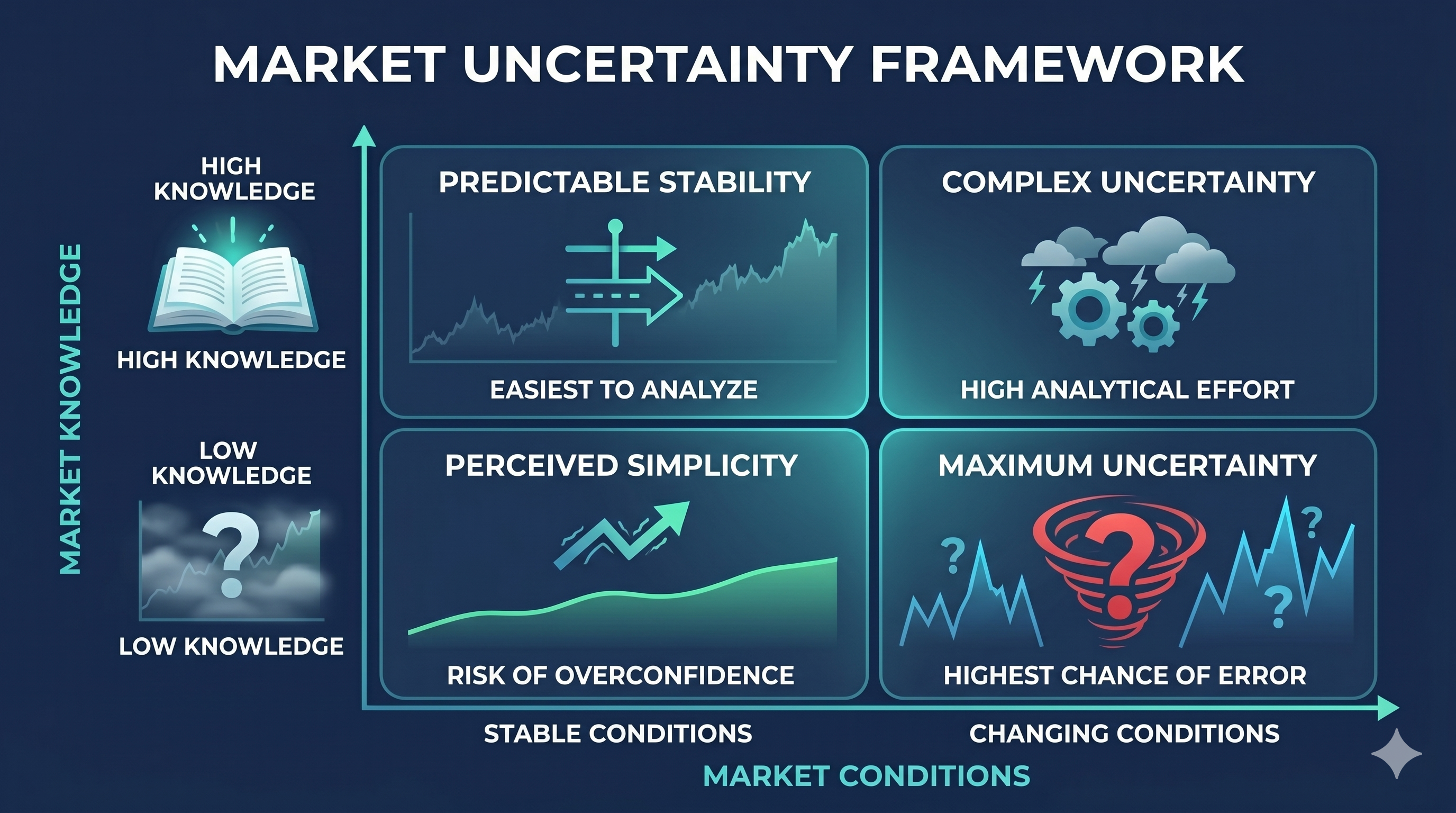 Trader observing changing price charts, graphs, and market screens with different price movement patterns